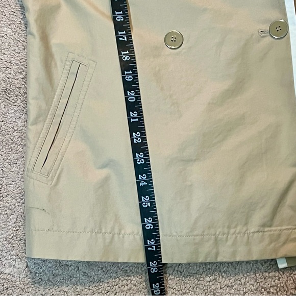 Liz Claiborne‎ Size Large Khaki With White Trim Lined Rain/Trench Jacket Buttons - Picture 11 of 14